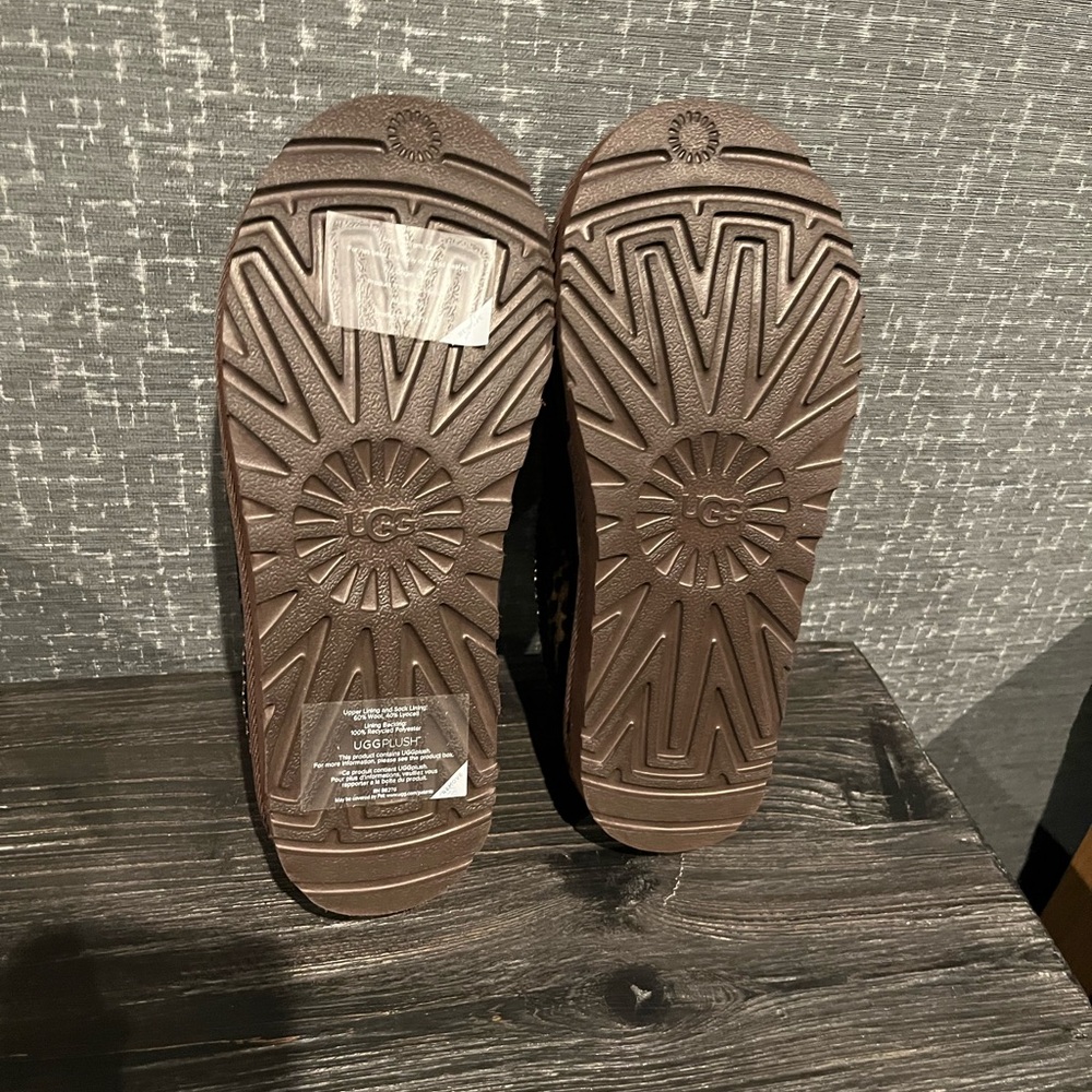 NIB WOMENS UGG TASMAN CASPIAN SLIPPERS Brown Black Cheetah Print 7 - Picture 9 of 11